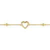14K Y Gold 7" Beaded Chain Bracelet with Open Heart