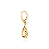 14K Y Gold Teardrop Texture Drop Earrings