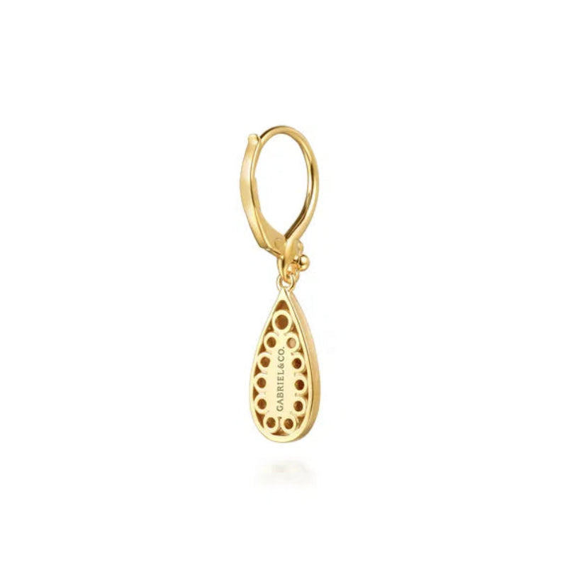 14K Y Gold Teardrop Texture Drop Earrings