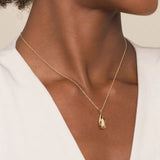 14K Y Gold Teardrop Etched Pendant