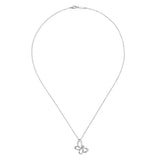SS 0.04ctw 18" White Sapphire Sideways Butterfly Pendant
