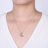 SS 0.04ctw 18" White Sapphire Sideways Butterfly Pendant