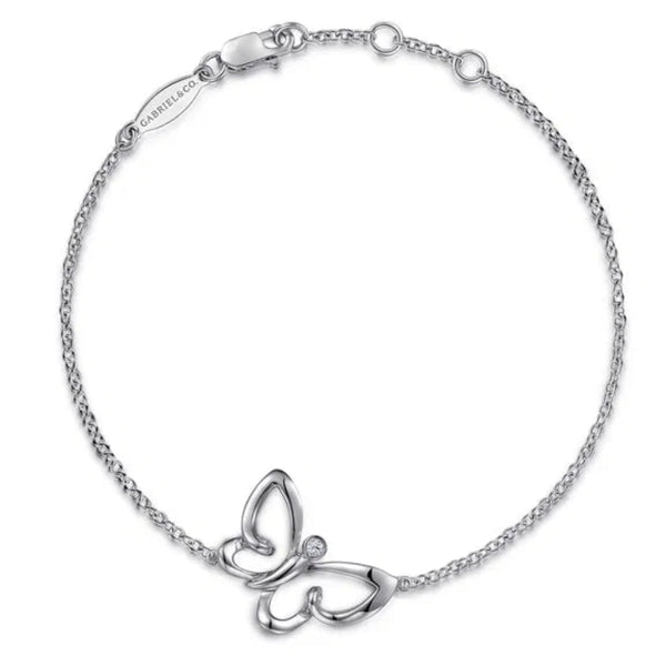 SS 0.02ct 7" White Sapphire Butterfly Bracelet