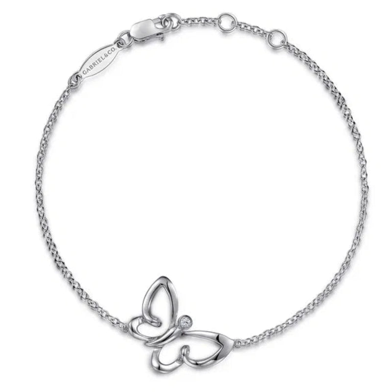 SS 0.02ct 7" White Sapphire Butterfly Bracelet