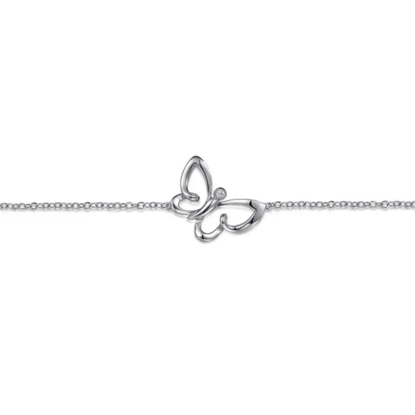SS 0.02ct 7" White Sapphire Butterfly Bracelet