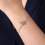 SS 0.02ct 7" White Sapphire Butterfly Bracelet