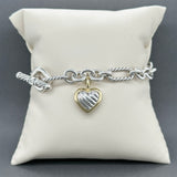 Estate David Yurman SS 18 Heart Cable Collectibles Bracelet
