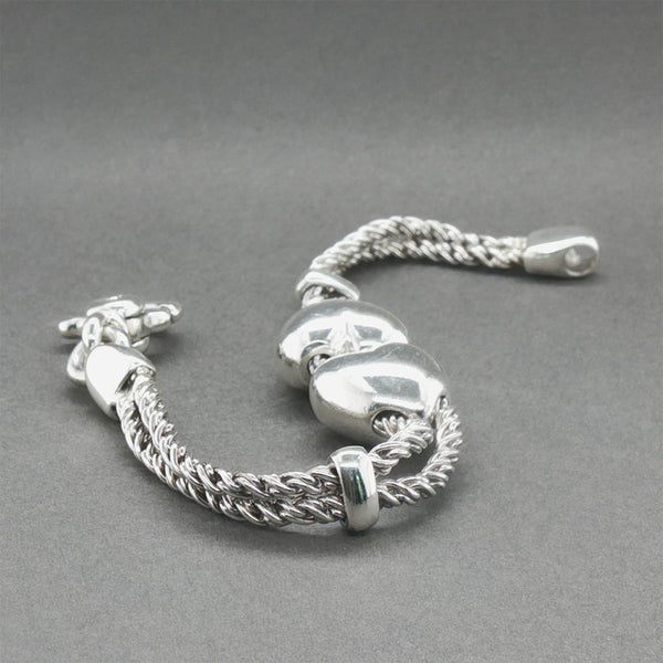 Estate Tiffany & Co. SS Double Heart Rope Bracelet