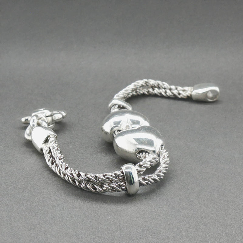Estate Tiffany & Co. SS Double Heart Rope Bracelet