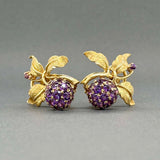Estate 18K Y Gold 2.36ctw Amethyst Flower Clip On Earrings
