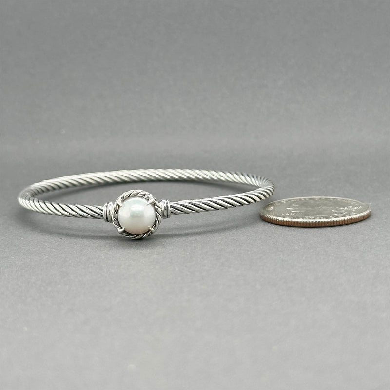 Estate David Yurman SS Chatelaine Pearl Bangle Bracelet