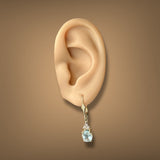 Estate 14K Y Gold 2.56ctw Aquamarine & 0.12ctw Diamond Dangle Earrings