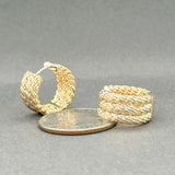 Estate 14K Y Gold 16.6mm Triple Rope Huggie Earrings
