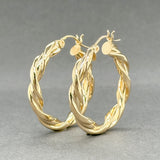 Estate 14K Y Gold 27.7mm Twisted Hoop Earrings