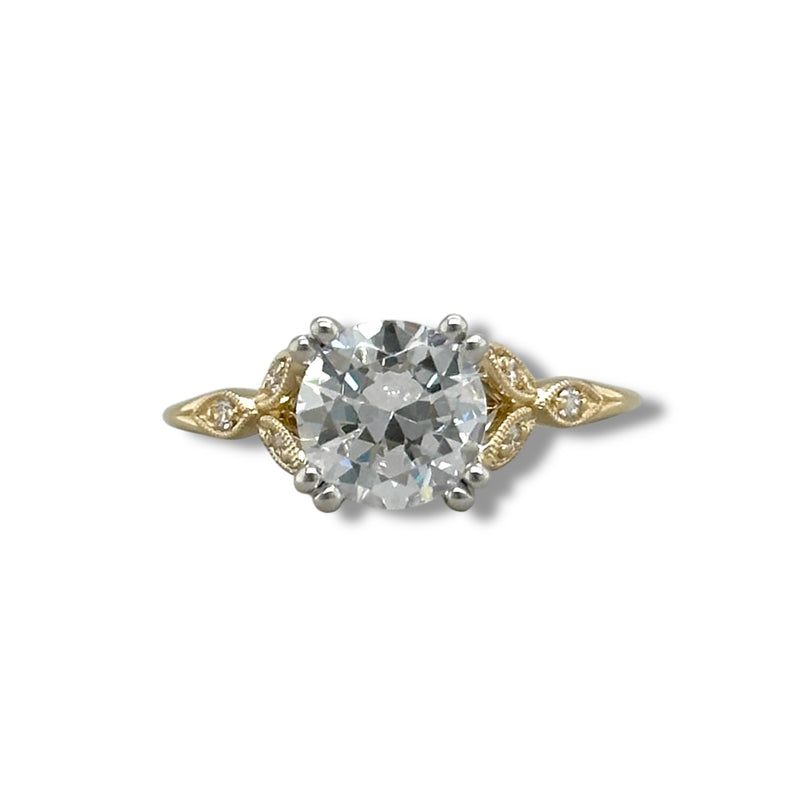 14K Y Gold 0.07ctw Leaf Design Diamond Mounting