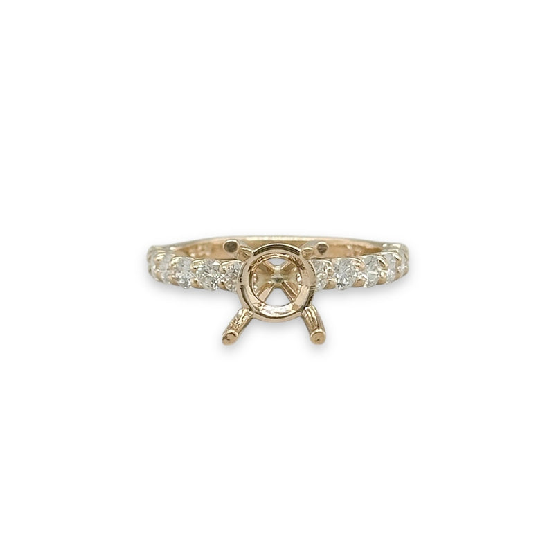 14K Y Gold 0.75ctw G/I1 12 Stone Diamond Mounting