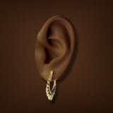 Estate 14K TT Gold 0.02ctw Diamond Heart Hoop Earrings