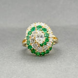 Estate 18K Y Gold 1.29ctw Emerald & 1.89ctw Diamond Ring