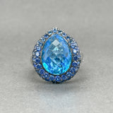 Estate 18K W Gold 17.84ctw Topaz, Sapphire, & Diamond Cocktail Ring