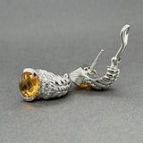 Estate Judith Ripka SS Citrine & CZ J Hoop Earrings