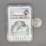 Estate 0.999 Fine Silver 2019 Australian Dolphin $1 NGC MS 69