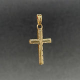 Estate 14K Y Gold 25.5mm Lined Cross Pendant