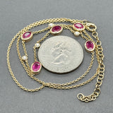 Estate 14K Y Gold 2.90ctw Ruby & 0.13ctw Diamond Station Necklace