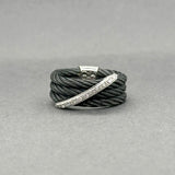 Estate Charriol 18K W Gold & Steel 0.14ctw Diamond Celtic Noir Ring