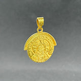 Estate 14K Y Gold Turquoise Greek Cross Medal Pendant