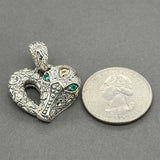 Estate Jai SS 14 0.34ctw Chalcedony & Sapphire Crocodile Heart Pendant