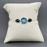 Estate Ippolita SS Quartz & Onyx Doublet Bangle Bracelet