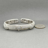 Estate Judith Ripka SS CZ Heart Cuff Bracelet