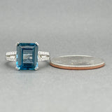 Estate 14K W Gold 5.58ct Topaz & 0.10ctw Diamond Ring