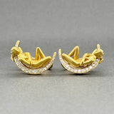 Estate 18K TT Gold 0.28ctw Diamond Woman on The Moon Earrings