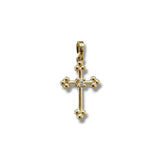 14K Y Gold 0.03ctw G/I1 Single Diamond Cross with Beaded Tips