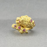 Estate 18K Y Gold 0.70ctw Ruby Lion Ring
