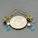 Estate 10K Y Gold 7.66ctw Multi-Gemstone Dangle Earrings