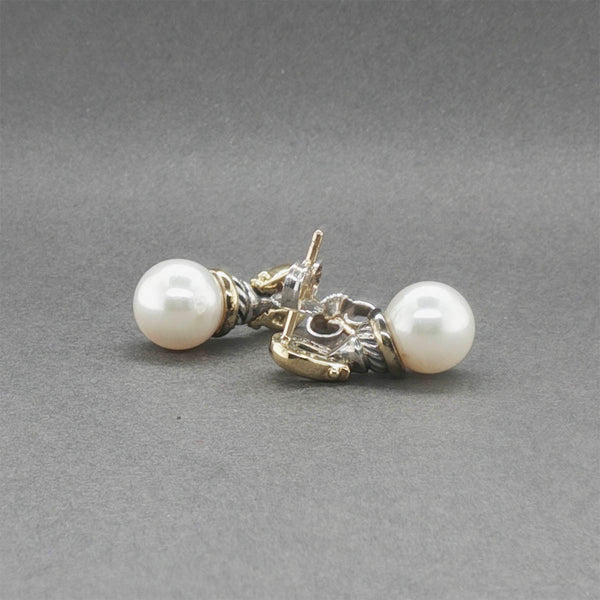 Estate David Yurman SS 18 Pearl Drop Earrings