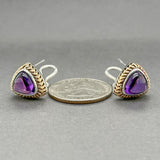 Estate SS 18 Amethyst Trillion Earrings