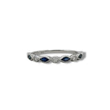 14K W Gold 0.32ctw Sapphire 0.10ctw H-I/SI1 Milgrain Diamond Band