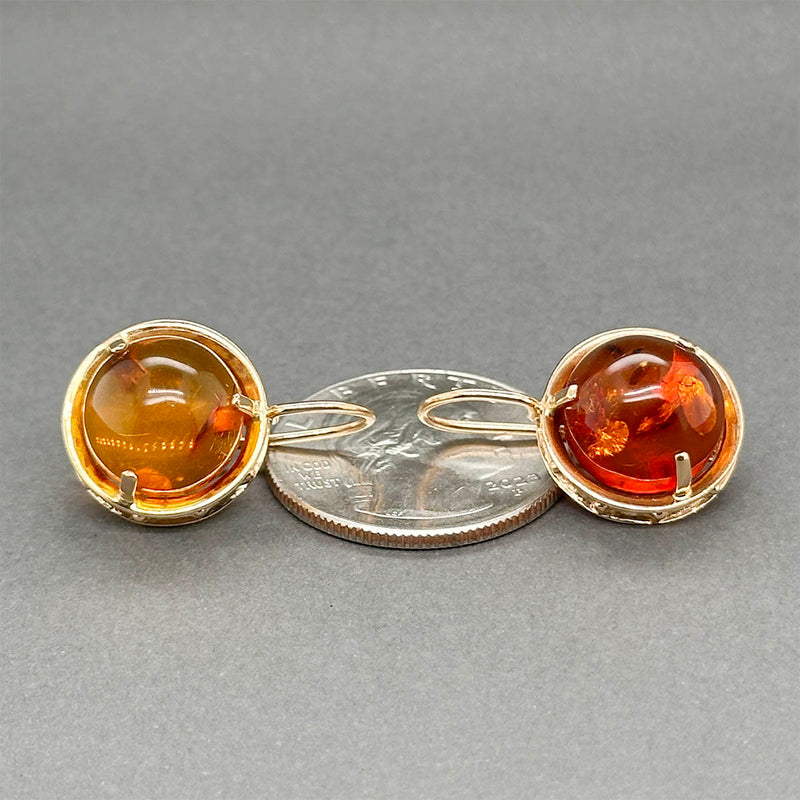 Estate 14K Y Gold 7.20ctw Amber Drop Earrings