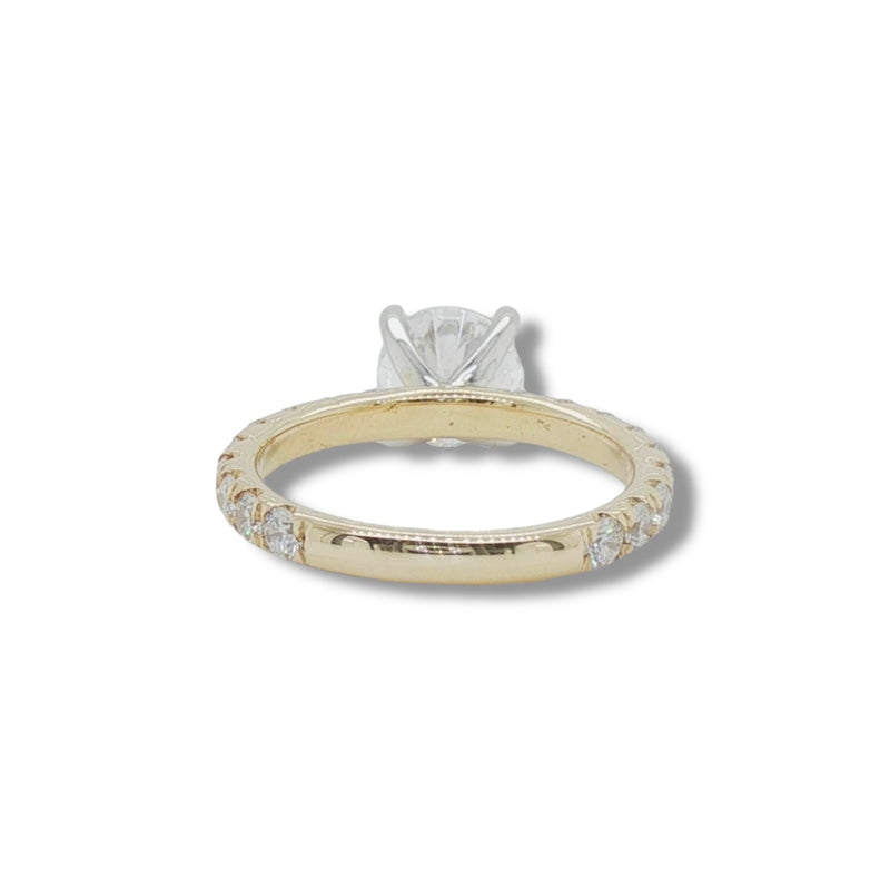 14K Y Gold 0.90ctw G/SI1 3/4 around Diamond Engagement Ring Mounting