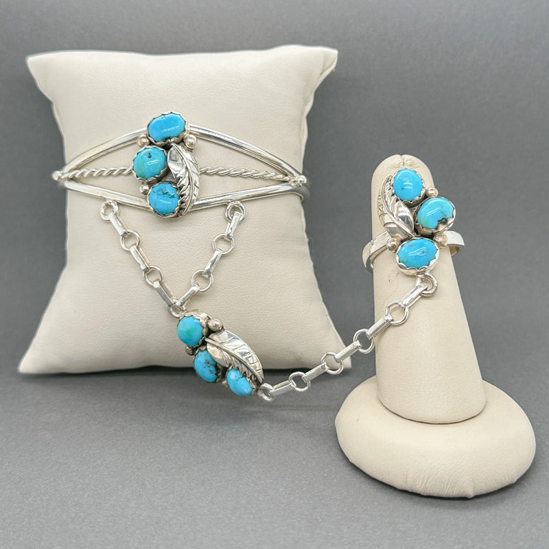 Estate SS Turquoise Bracelet & Ring Set