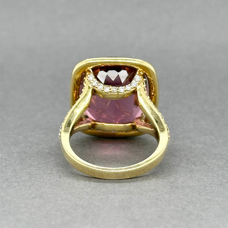 Estate 18K Y Gold 14.56ct Pink Tourmaline & 1.02ctw G-H/SI1-2 Diamond Ring