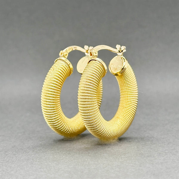 Estate 18K Y Gold 27mm Ribbed Hoop Earrings