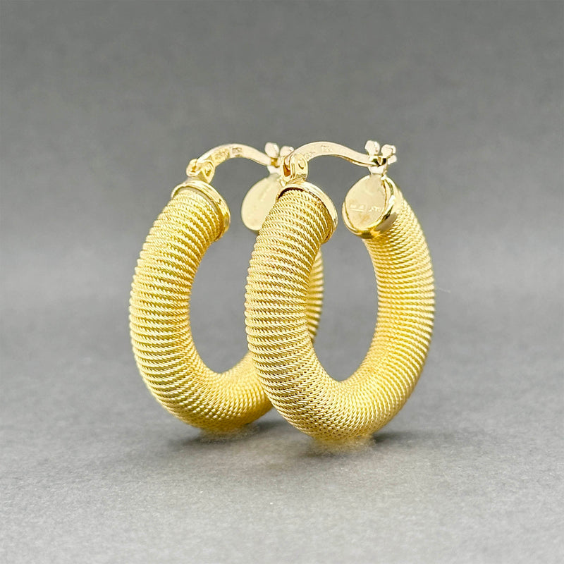 Estate 18K Y Gold 27mm Ribbed Hoop Earrings