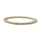 14K Y Gold Alternating  4mm and 2mm Beaded Bangle Bracelet with Lock Clasp