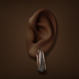 Estate SS 14 Cable Hoop Earrings