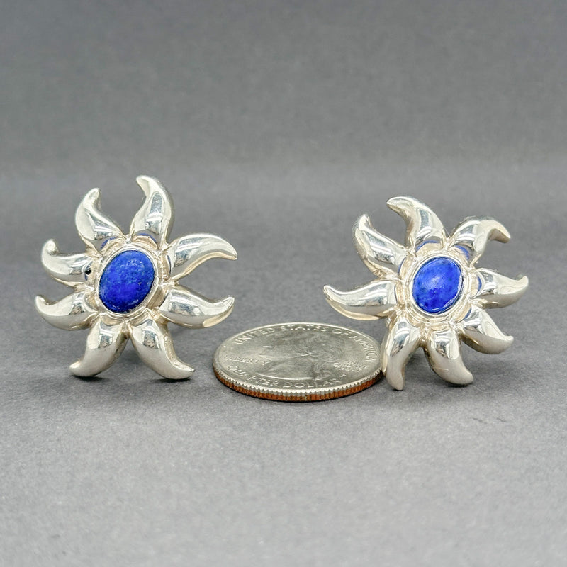 Estate Tiffany SS Lapis Lazuli Sun Earrings