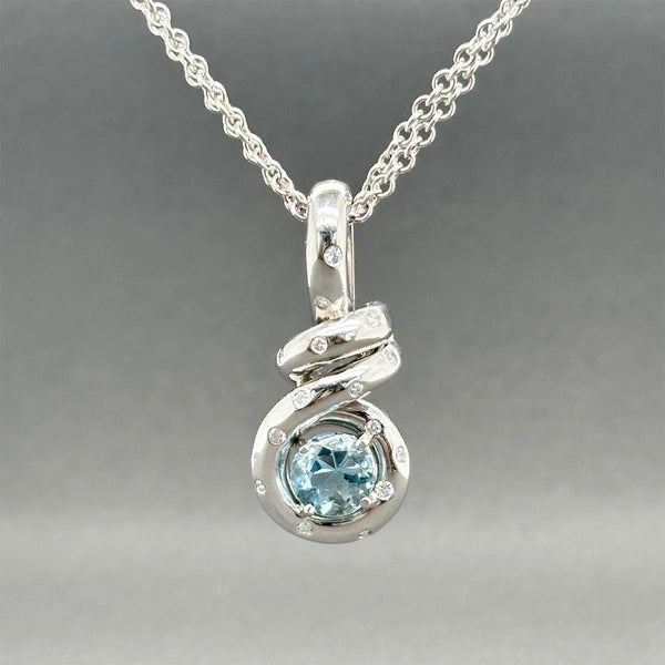 Estate Platinum 1.16ct Aquamarine & 0.14ctw Diamond Pendant